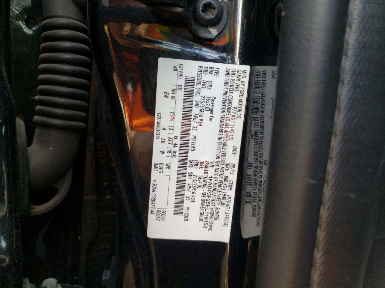 Photo 10 from auction – 2014 FORD FOCUS SE with VIN 1FADP3F25EL116152