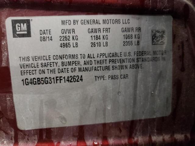 Photo 10 from auction – 2015 BUICK LACROSSE with VIN 1G4GB5G31FF142624