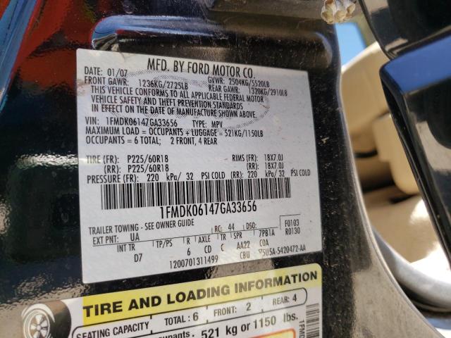 Photo 10 from auction – 2007 FORD FREESTYLE with VIN 1FMDK06147GA33656