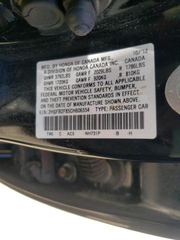 Photo 10 from auction – 2012 HONDA CIVIC EX with VIN 2HGFB2F85CH606554