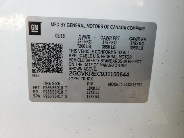 Photo 10 from auction – 2018 CHEVROLET 1500 with VIN 2GCVKREC9J1100644