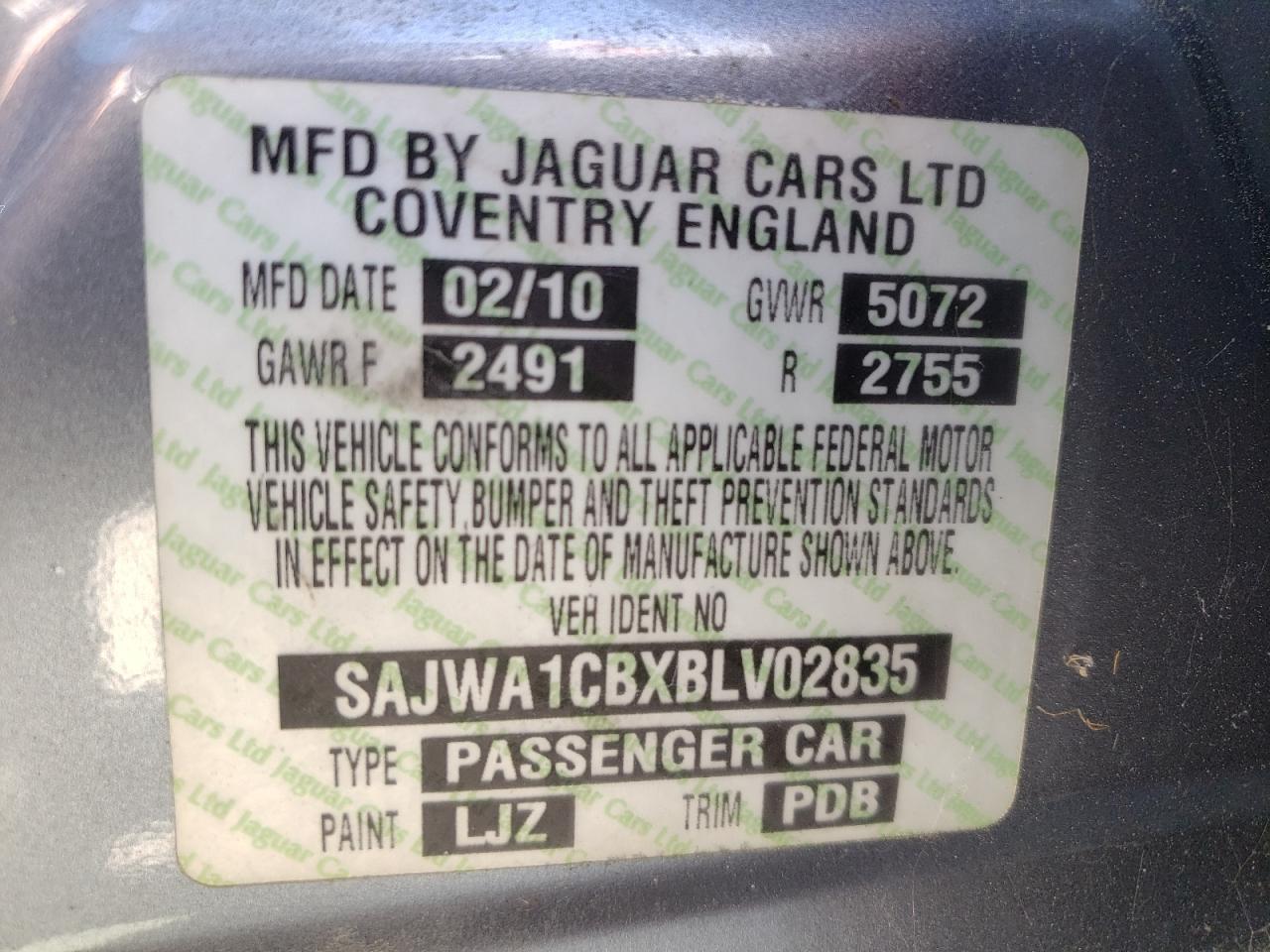 Photo 10 from auction – 2011 JAGUAR XJ with VIN SAJWA1CBXBLV02835
