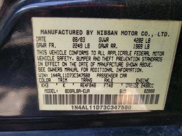 Photo 10 from auction – 2003 NISSAN ALTIMA BAS with VIN 1N4AL11D73C347580