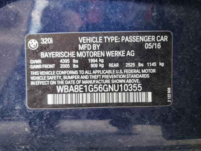 Photo 10 from auction – 2016 BMW 320 I with VIN WBA8E1G56GNU10355