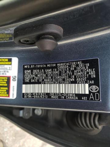 Photo 10 from auction – 2019 TOYOTA COROLLA L with VIN 2T1BURHE5KC155881