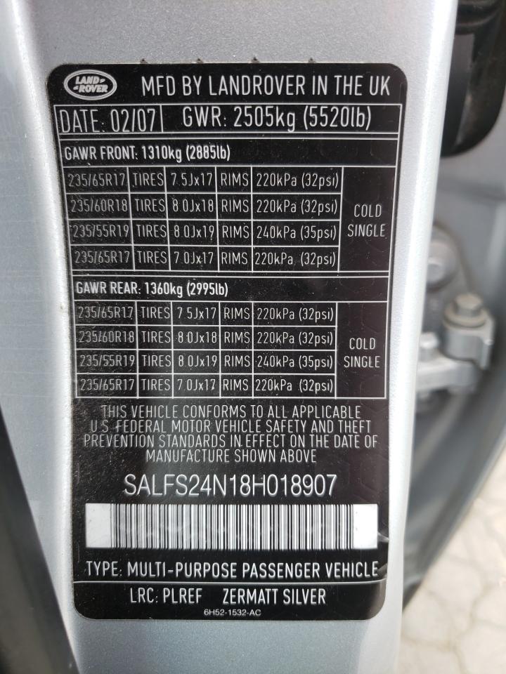 Photo 10 from auction – 2008 LAND ROVER LR2 SE TEC with VIN SALFS24N18H018907