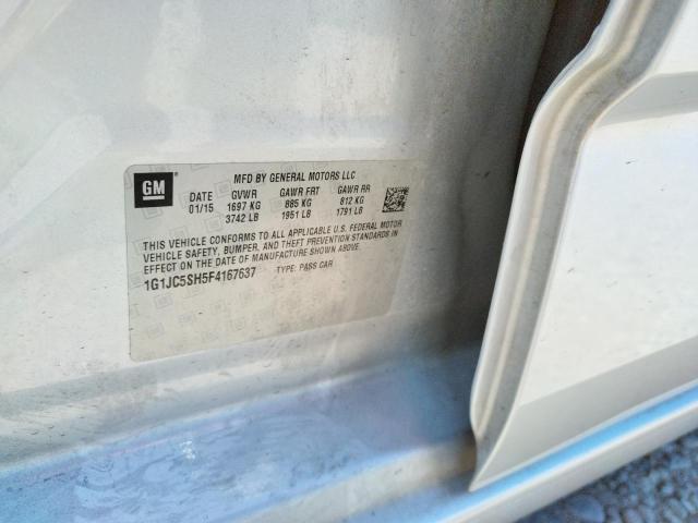 Photo 10 from auction – 2015 CHEVROLET SONIC LT with VIN 1G1JC5SH5F4167637