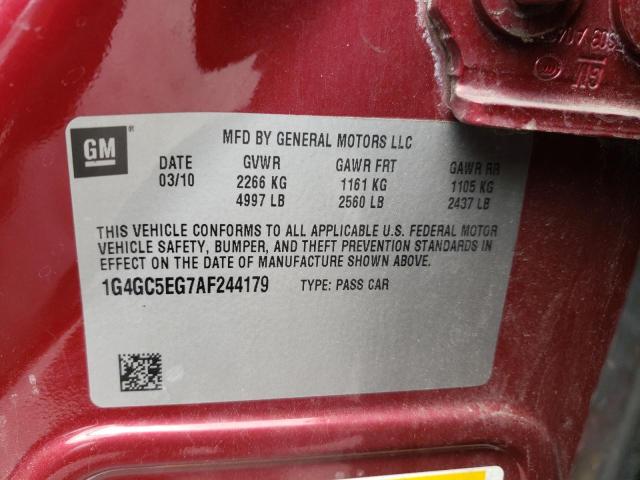 Photo 10 from auction – 2010 BUICK LACROSSE C with VIN 1G4GC5EG7AF244179