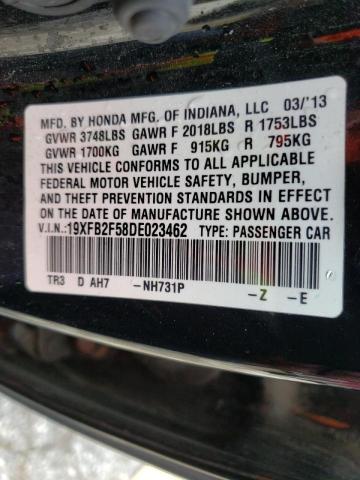Photo 10 from auction – 2013 HONDA CIVIC LX with VIN 19XFB2F58DE023462