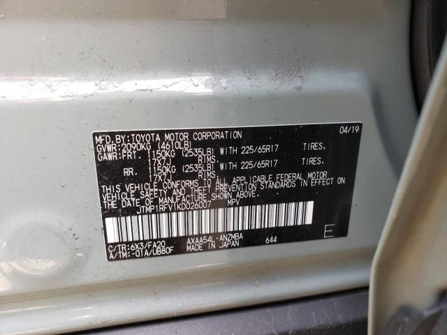 Photo 10 from auction – 2019 TOYOTA RAV4 XLE with VIN JTMP1RFV1KD026007
