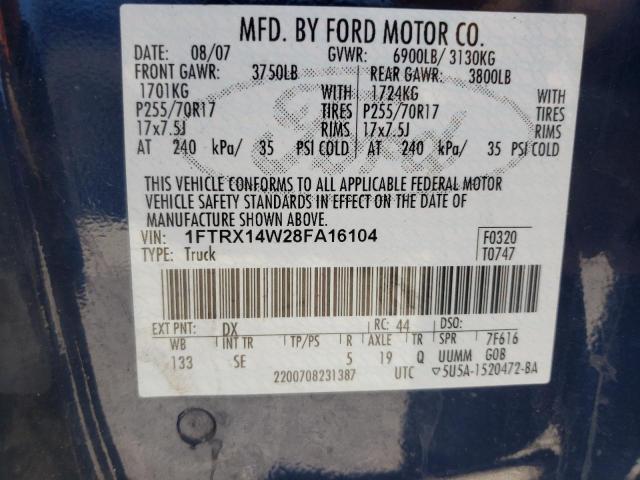Photo 10 from auction – 2008 FORD F150 with VIN 1FTRX14W28FA16104