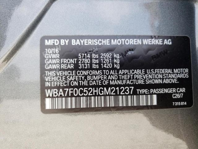 Photo 10 from auction – 2017 BMW 750 I with VIN WBA7F0C52HGM21237
