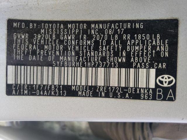 Photo 10 from auction – 2017 TOYOTA COROLLA L with VIN 5YFBURHE1HP737713