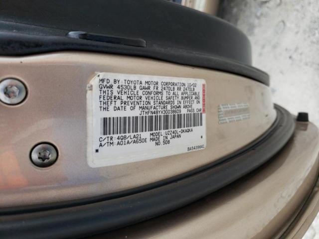 Photo 10 from auction – 2003 LEXUS SC 430 with VIN JTHFN48YX30038609