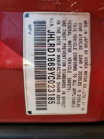Photo 10 from auction – 2000 HONDA CR-V EX with VIN JHLRD1869YC023185