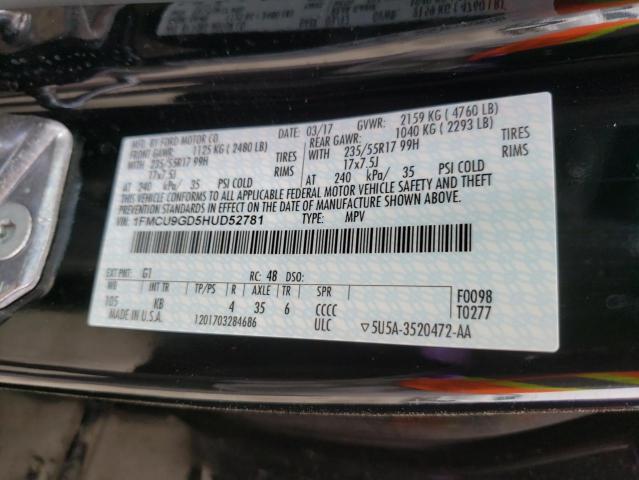 FORD ESCAPE SE 2017 with VIN 1FMCU9GD5HUD52781 - Photo from auction