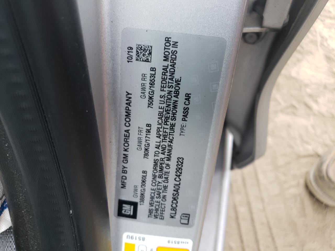 Photo 10 from auction – 2020 CHEVROLET SPARK 1LT with VIN KL8CD6SA0LC429323