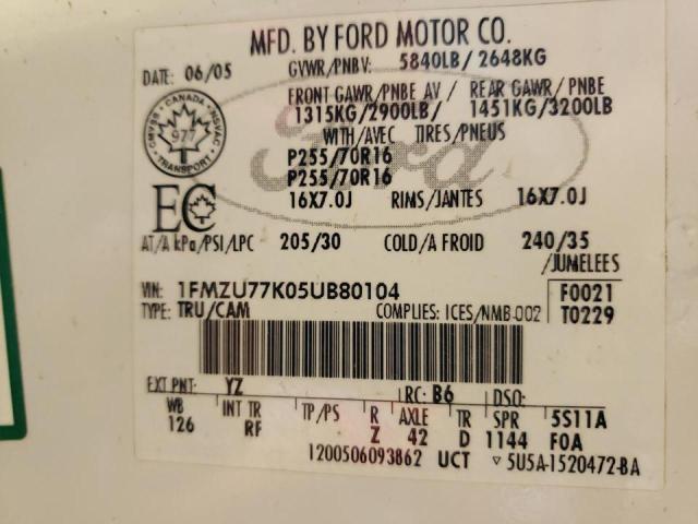Photo 10 from auction – 2005 FORD EXPLORER S with VIN 1FMZU77K05UB80104