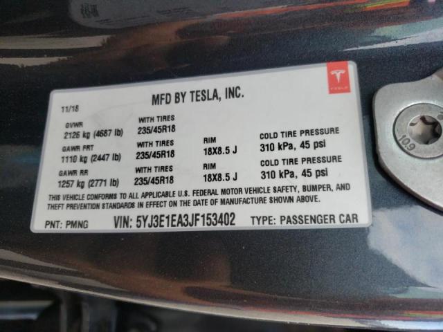 Photo 10 from auction – 2018 TESLA MODEL 3 with VIN 5YJ3E1EA3JF153402
