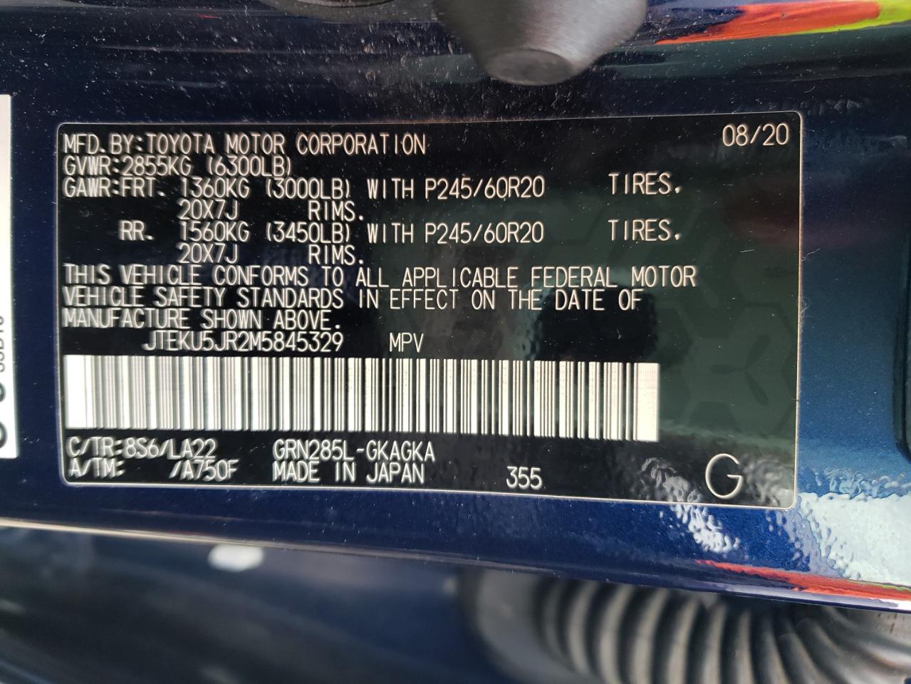 Photo 10 from auction – 2021 TOYOTA 4RUNNER TR with VIN JTEKU5JR2M5845329
