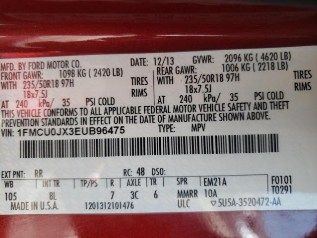 Photo 10 from auction – 2014 FORD ESCAPE TIT with VIN 1FMCU0JX3EUB96475