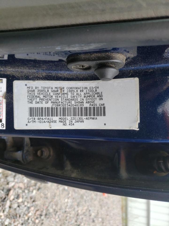 Photo 10 from auction – 2004 TOYOTA COROLLA CE with VIN JTDBR32E542048189
