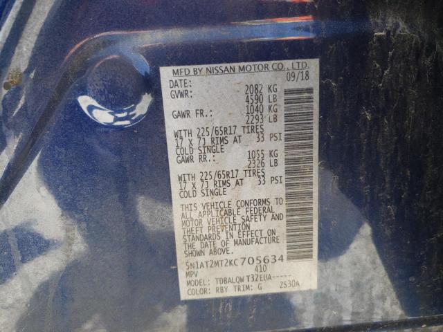 Photo 10 from auction – 2019 NISSAN ROGUE S with VIN 5N1AT2MT2KC705634