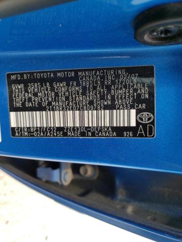 Photo 10 from auction – 2007 TOYOTA COROLLA CE with VIN 2T1BR32E07C809782