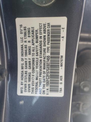 Photo 10 from auction – 2016 HONDA CIVIC LX with VIN 19XFC2F57GE027455