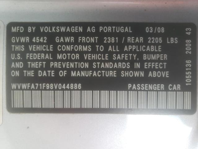 Photo 10 from auction – 2008 VOLKSWAGEN EOS LUX with VIN WVWFA71F98V044886
