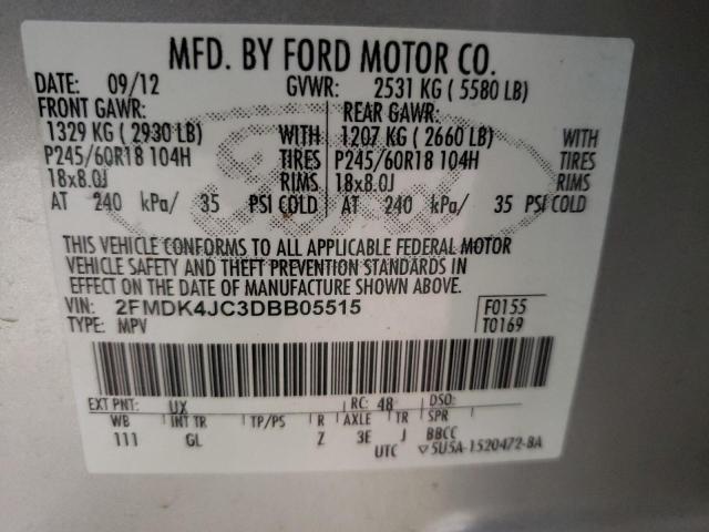 Photo 10 from auction – 2013 FORD EDGE SEL with VIN 2FMDK4JC3DBB05515