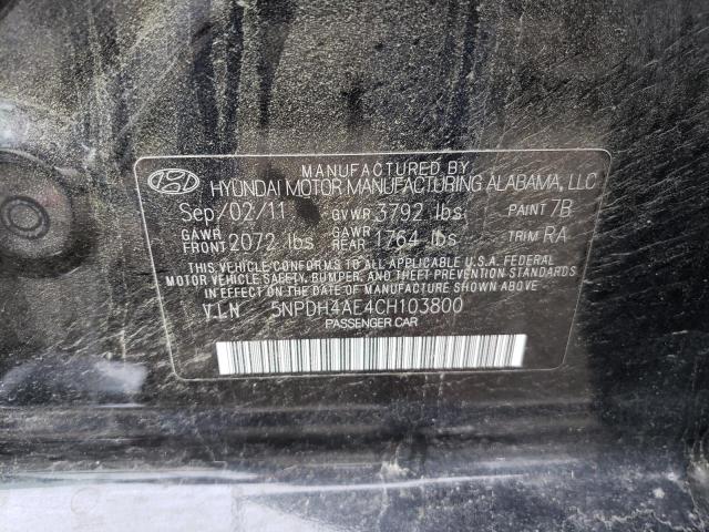 Photo 10 from auction – 2012 HYUNDAI ELANTRA GL with VIN 5NPDH4AE4CH103800