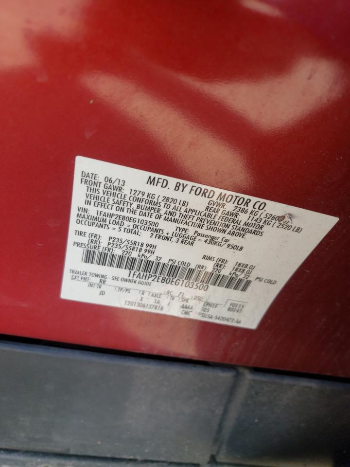 Photo 10 from auction – 2014 FORD TAURUS SEL with VIN 1FAHP2E80EG103500