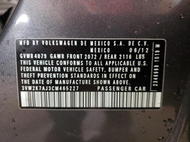 Photo 10 from auction – 2012 VOLKSWAGEN JETTA BASE with VIN 3VW2K7AJ3CM465227