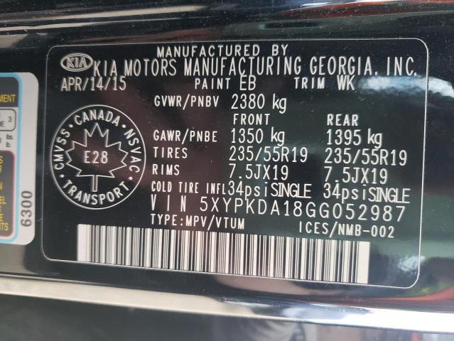 Photo 10 from auction – 2016 KIA SORENTO SX with VIN 5XYPKDA18GG052987