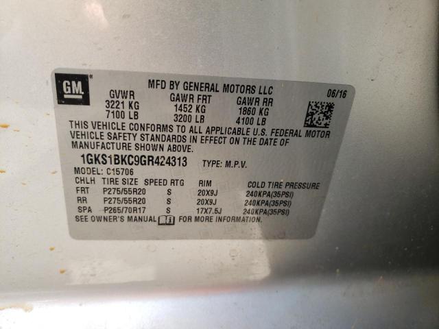 Photo 10 from auction – 2016 GMC YUKON SLT with VIN 1GKS1BKC9GR424313