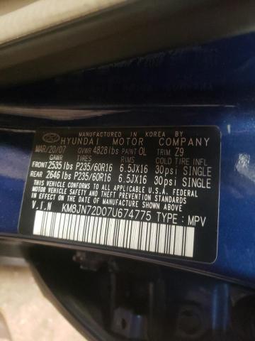 Photo 10 from auction – 2007 HYUNDAI TUCSON SE with VIN KM8JN72D07U674775