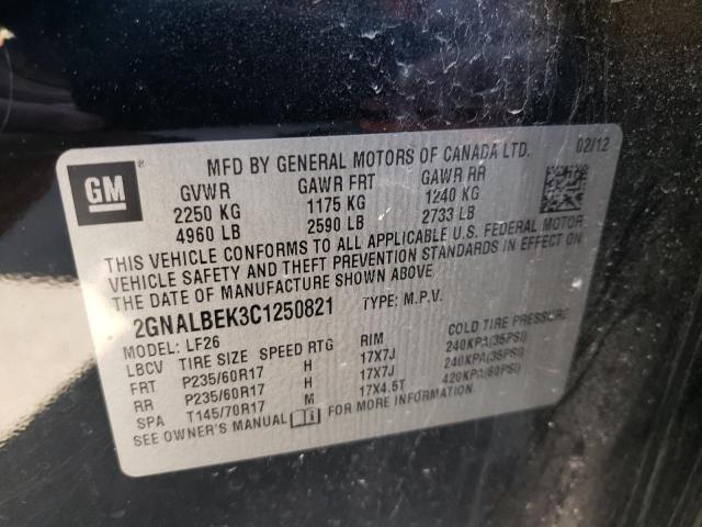 Photo 10 from auction – 2012 CHEVROLET EQUINOX LS with VIN 2GNALBEK3C1250821