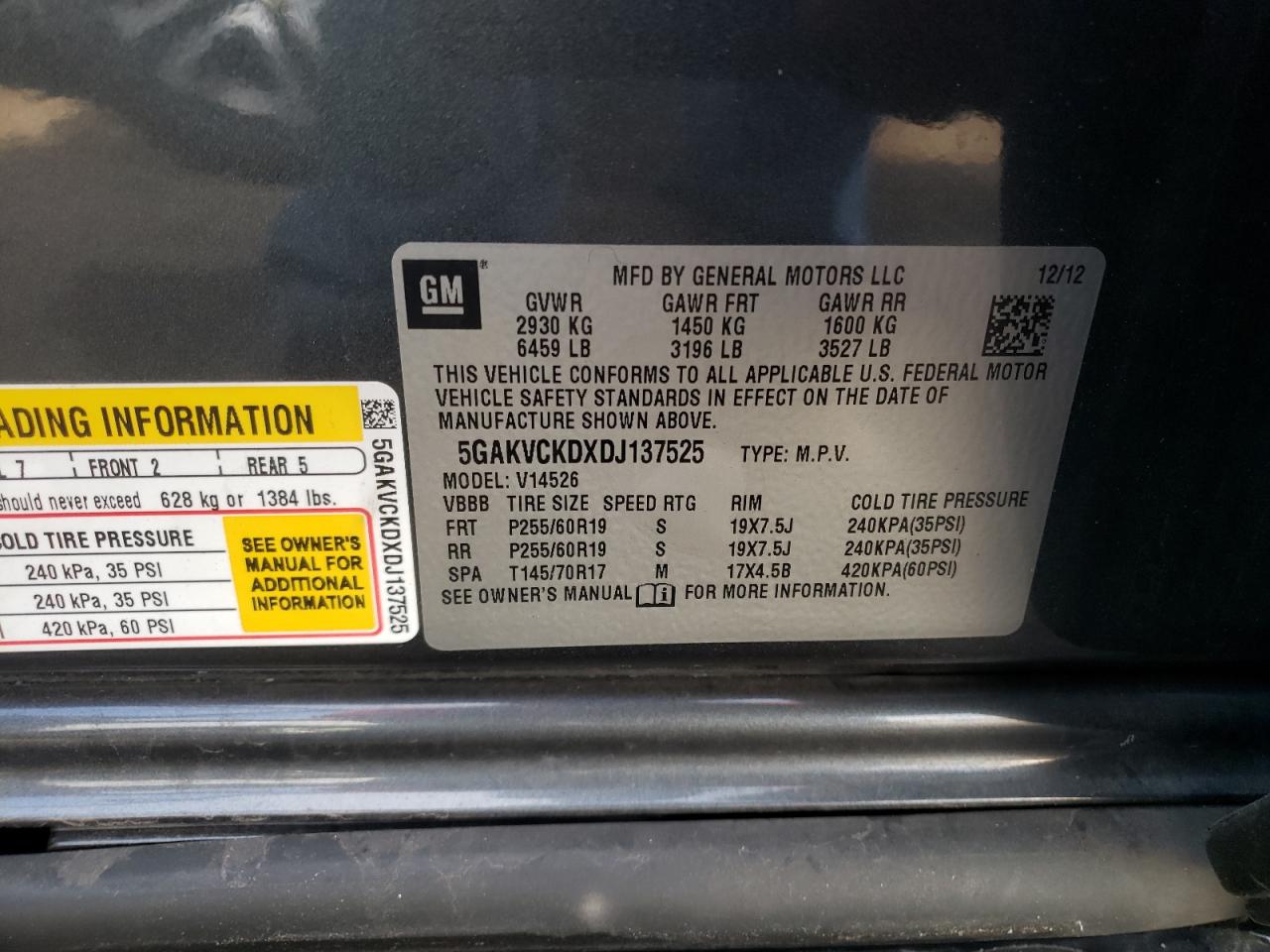 Photo 10 from auction – 2013 BUICK ENCLAVE with VIN 5GAKVCKDXDJ137525