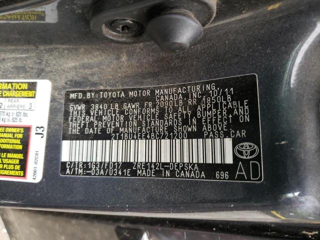 Photo 10 from auction – 2011 TOYOTA COROLLA BA with VIN 2T1BU4EE4BC721200