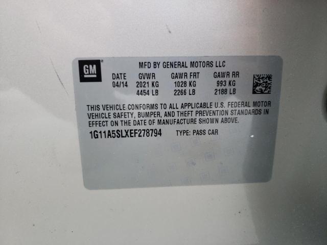 Photo 10 from auction – 2014 CHEVROLET MALIBU LS with VIN 1G11A5SLXEF278794