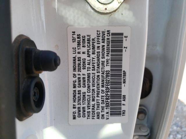 Photo 10 from auction – 2015 HONDA CIVIC EXL with VIN 19XFB2F93FE027893