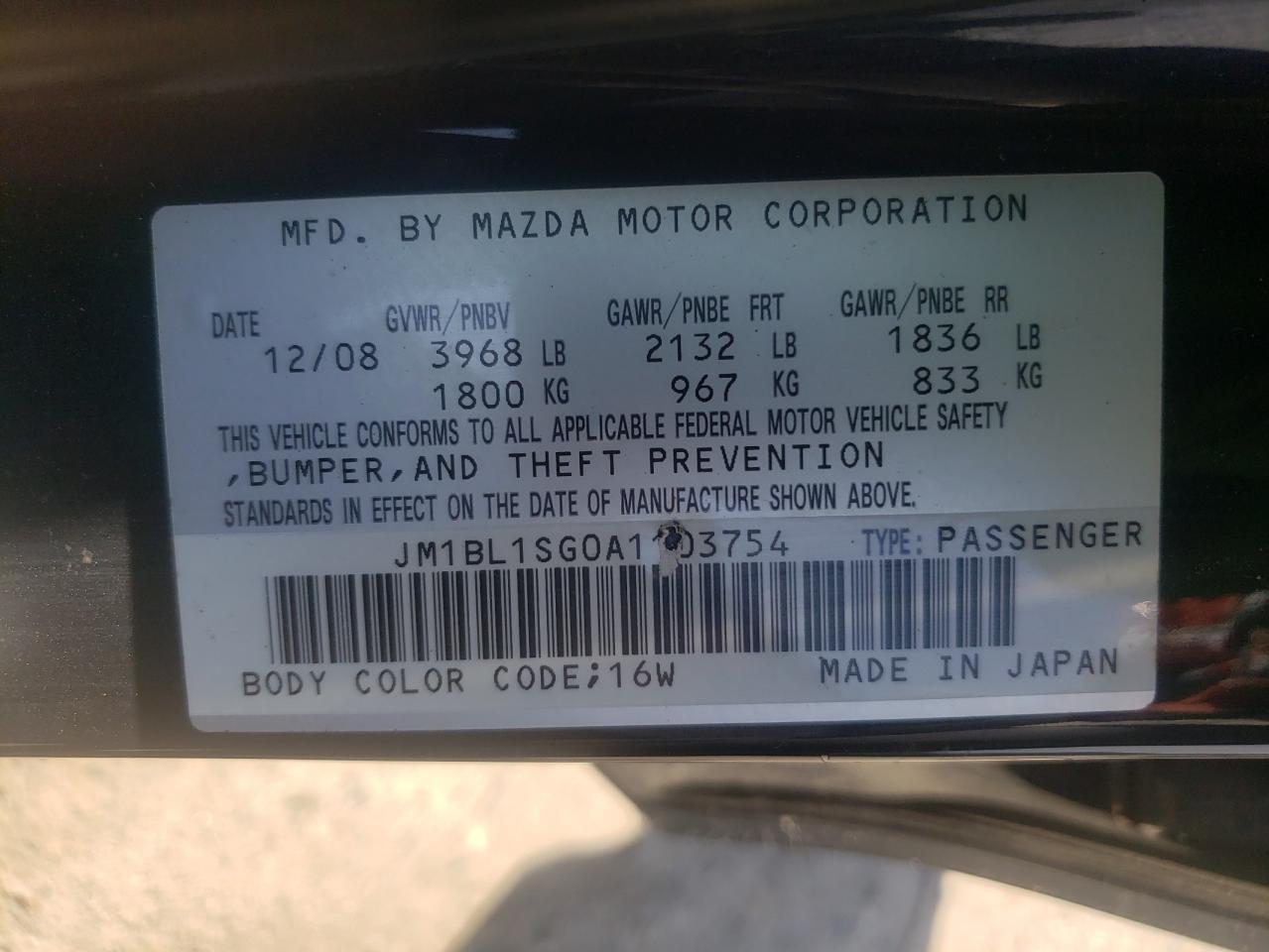 Photo 10 from auction – 2010 MAZDA 3 I with VIN JM1BL1SG0A1103754