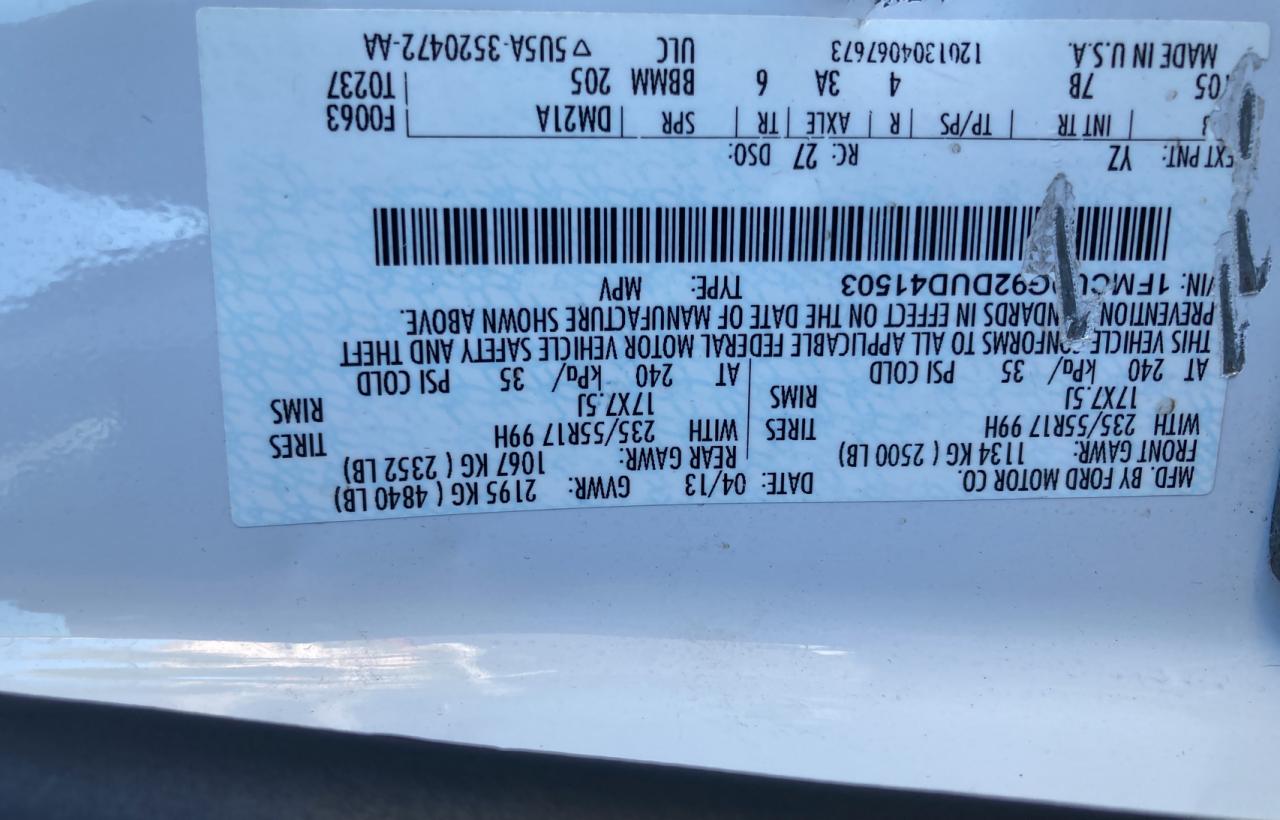 Photo 10 from auction – 2013 FORD ESCAPE SE with VIN 1FMCU9G92DUD41503