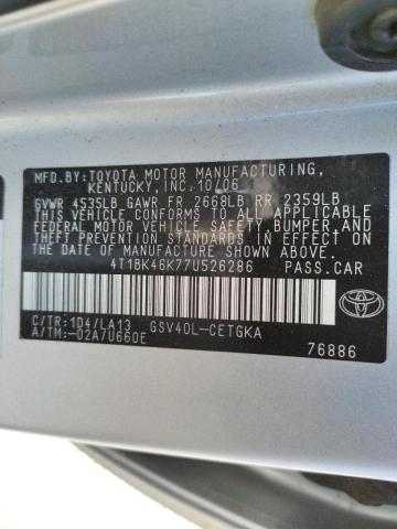 Photo 10 from auction – 2007 TOYOTA CAMRY LE with VIN 4T1BK46K77U526286