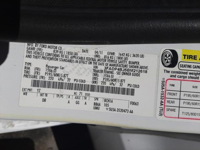Photo 10 from auction – 2011 FORD FIESTA SE with VIN 3FADP4BJ5BM212618