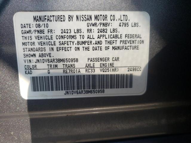 Photo 10 from auction – 2011 INFINITI G25 with VIN JN1DV6AR3BM650958