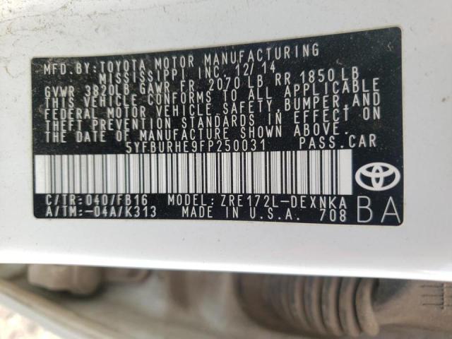 Photo 10 from auction – 2015 TOYOTA COROLLA L with VIN 5YFBURHE9FP250031