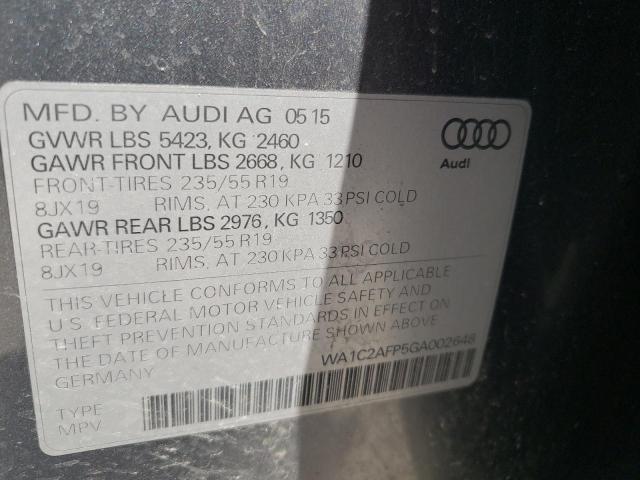 Photo 10 from auction – 2016 AUDI Q5 PREMIUM with VIN WA1C2AFP5GA002648
