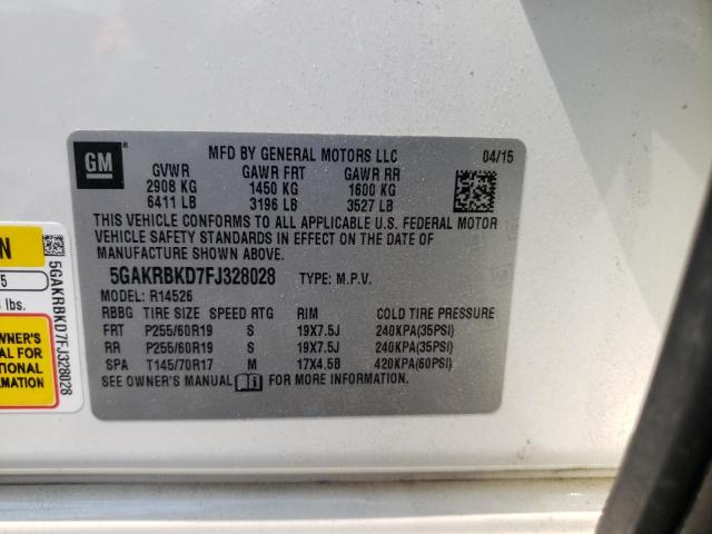 Photo 10 from auction – 2015 BUICK ENCLAVE with VIN 5GAKRBKD7FJ328028